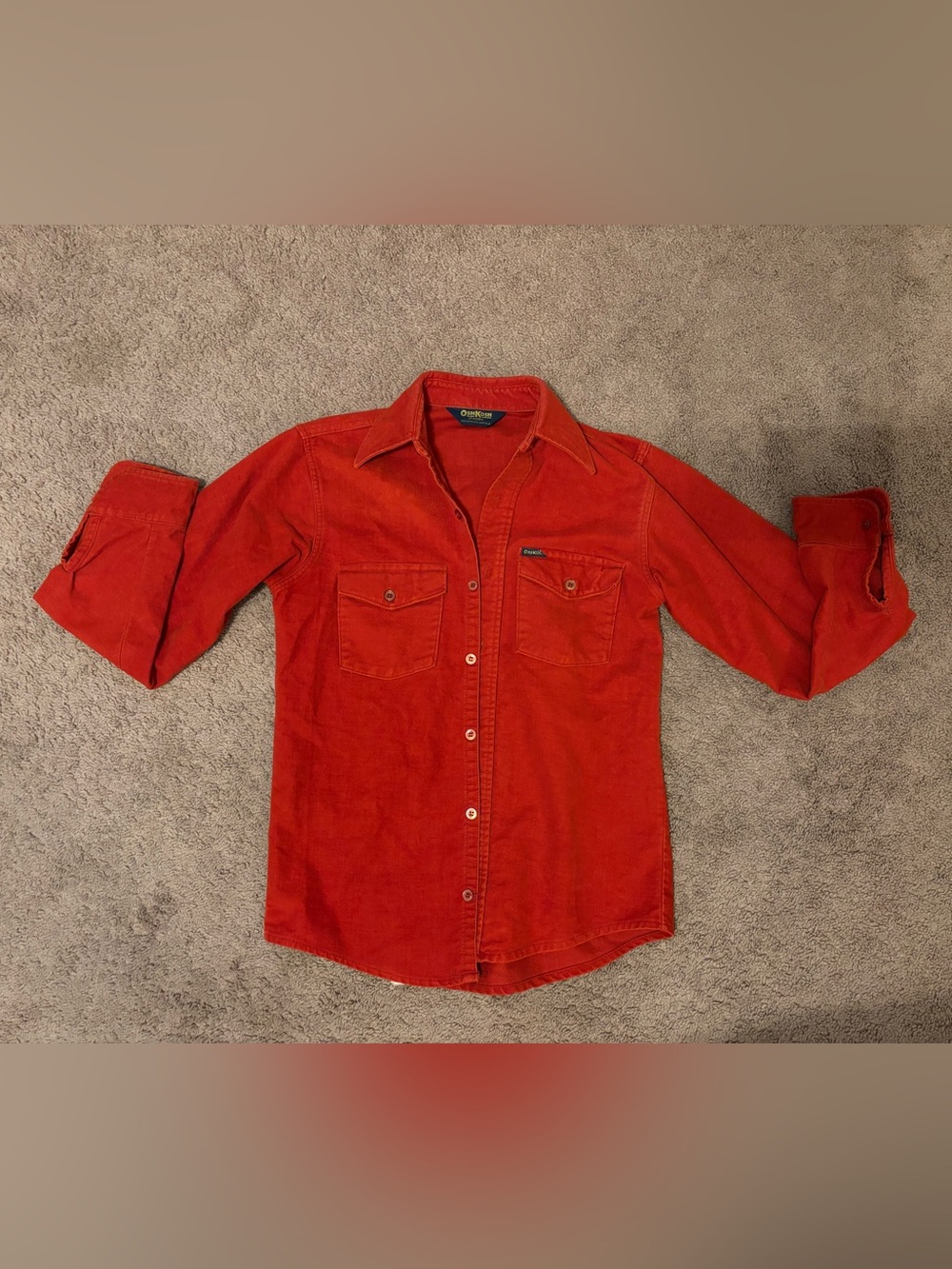 Vintage OshKosh B'gosh Bright Red Corduroy Shirt